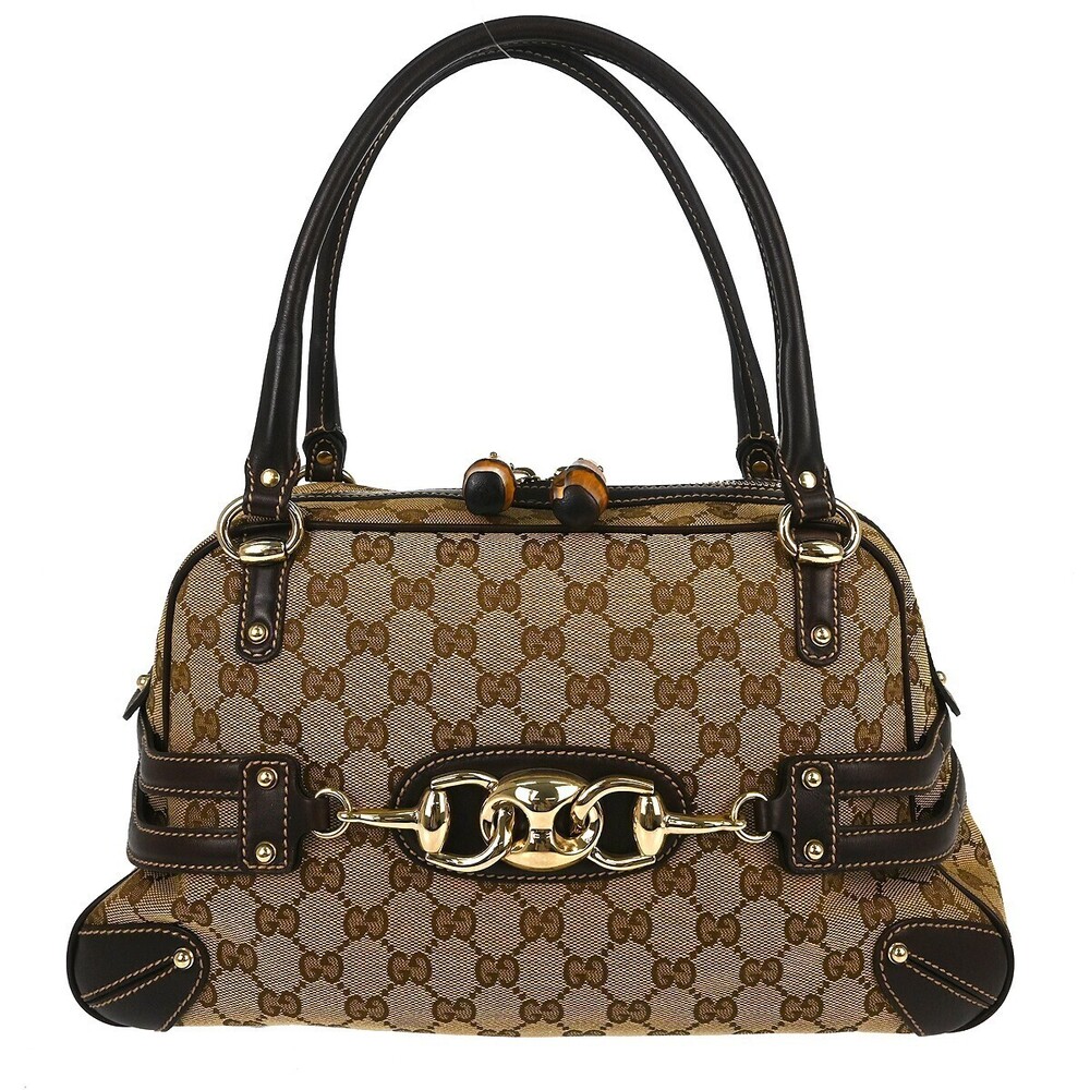 Gucci Bamboo Horsebit Canvas and Leather